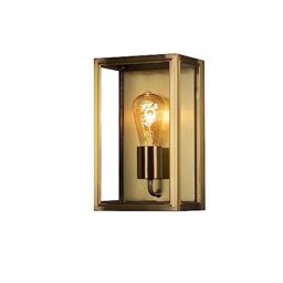 Konstsmide 7348-800 Carpi Box Outdoor Wall Light Mains Powered/W: 18cm D: 13.5cm H: 30cm / 1 x 60 W E27 Max Wall Lamp/Clear Glass/Steel / IP44 / Outside Light Black Brass