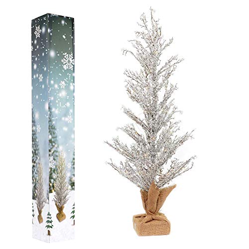 Shatchi Pre-Lit Battery Operated or USB Christmas Tree Indoor Warm White Lights Xmas Decorations Large 24 Inch 61cm with Crystals Home Decor