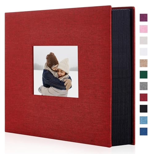 Artmag Fabric Photo Album 4x6 1000 Large Capacity for Family Wedding Anniversary Linen Album Holds 1000 Horizontal and Vertical Photos (1000 Pockets, Red)