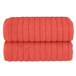 Elegant Comfort 100% Turkish Cotton Corduroy Ribbed Luxury Soft 2 Pack Bath Towels 27 x 54 Inch - Ultra Plush, Absorbent, Quick Dry, Hotel Spa Quality Towels for Bathroom Essentials, Coral