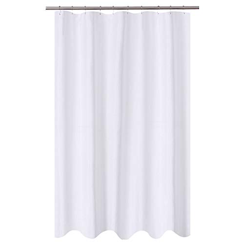 N&Y Home Fabric Shower Curtain for Longer Cabins Hotel Quality Washable White Bathroom Curtains with Eyelets 54 x 75 Inch