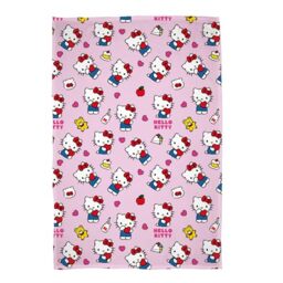 Hello Kitty Officially Licensed Fleece Blanket - Super Soft Warm Pink Design with Teddy and Milk Bottles - Perfect for Home, Bedroom, Sleepovers & Camping 100 x 150cm