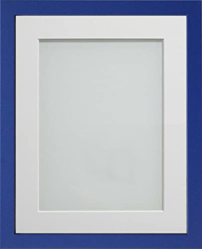 Frame Company Jellybean Range Royal Blue Wooden 8x6 inch Picture Photo Frame with White Mount for Image 7x5 inch * Choice of Colours & Sizes* Fitted with Perspex
