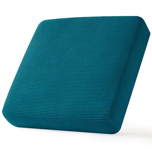 CHUN YI Stretch Sofa Seat Cushion Cover, Fitted Sofa Couch Cushion Covers Furniture Protector, Checks Jacquard Spandex Fabric (Chair, Blue)