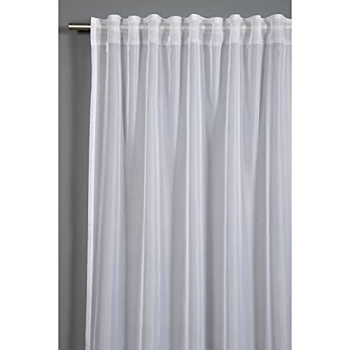 Gardinia Curtain with Concealed Tabs and Tape Translucent Transparent Voile Plain White 300 x 245 cm