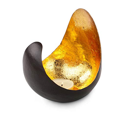 ROMINOX Metal Tealight Holder - Satin Lacquered Brown/Gold 12 x 12 x 13.7 cm