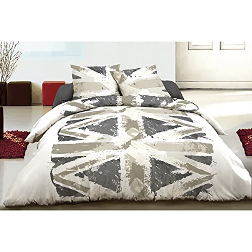 Home Linge Passion Splash 4-Piece Bed Sheet Set 240 x 300 cm, 57 Thread Count, Cotton, Grey, Big