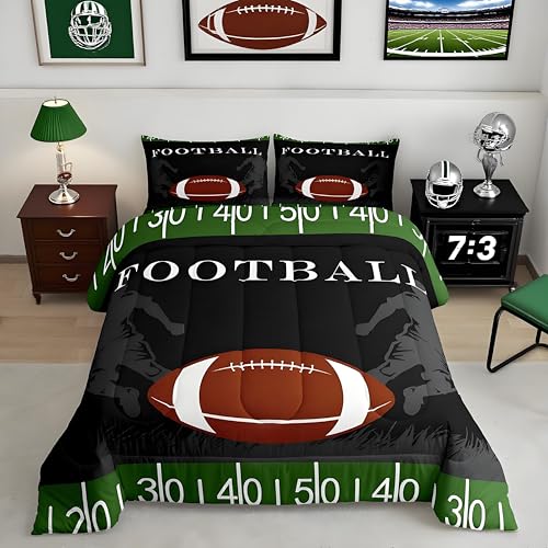 Football Bedding Set Rugby Sports Comforter Soccer Ball Game Comforter Set for Kids Adults American Football Player Duvet Set Ultra Soft Room Decor Twin Size Quilt Set