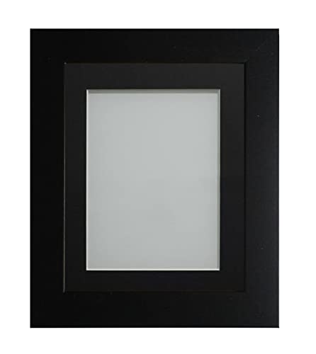 Frame Company Watson Matte Black Picture Photo Frame fitted with Perspex, 12x10 inch with Black Mount for image size 10x8 inch
