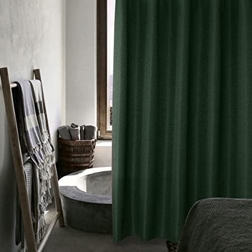 "SPXTEX Dark Green Shower Curtains 78 inches Long Waterproof Fabric Farmhouse Modern Rectangle Textured Shower Curtains with Hooks for Bathroom Decorative Shower Room 72"" W X 78"" L"