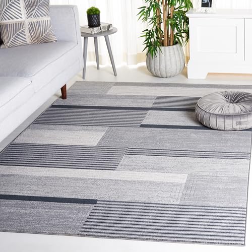 Safavieh Modern Rug for Living Room, Dining Room, Bedroom - Odyssey Collection, Short Pile, in Grey and Black, 122 X 183 cm
