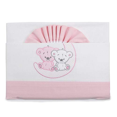 PEKITAS Baby Flannel Bedding Set 3 Pcs Cot 60X120 100% Cotton Pink Made in Portugal