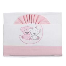 PEKITAS Baby Flannel Bedding Set 3 Pcs Cot 60X120 100% Cotton Pink Made in Portugal