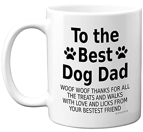 Fathers Day Gift from Dog Mug, Funny Coffee Mug Cup, Woof Thanks, Gifts - Fathers Day Gift from Dog Mug, Funny Coffee Mug Cup, Woof Thanks, Gifts for Men, Christmas, Birthday Present, Made in UK
