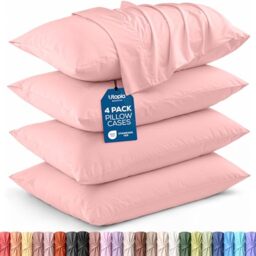 Utopia Bedding Queen Pillow Cases - Pack of 4 - Envelope Closure - Soft Brushed Microfiber Fabric - Shrinkage and Fade Resistant Pillow Covers Queen Size 20 X 30 Inches (Pink)