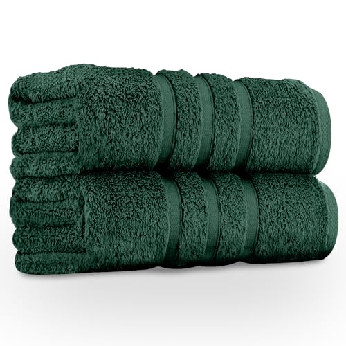 GC GAVENO CAVAILIA Premium Jumbo Bath Sheet 2 Pack - 100% Ring Spun Cotton Towels Bath Sheet - Highly Water Absorbent & Quick Dry Extra Large Bath Sheets - Soft Hotel Quality Bath Towel - Dark Green