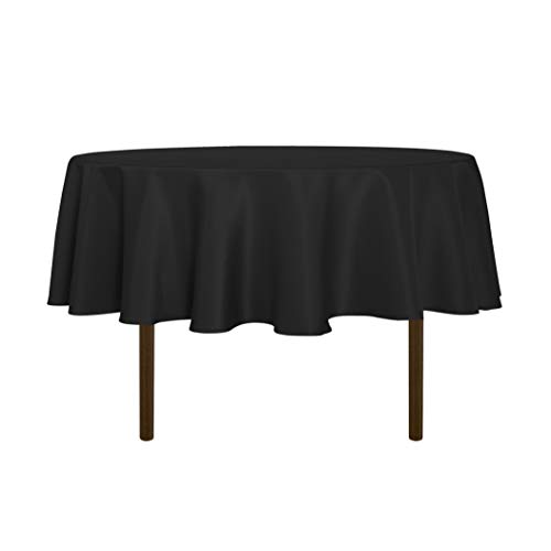 sancua Round Tablecloth, 80 Inch, Black - Water Resistant Spill Proof, Washable Polyester Cloth, Decorative Fabric Cover, For Dining, Buffet Parties and Camping