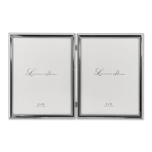 Lawrence Frames 510780D Silver Plated Double Bead Hinged Double Picture Frame, 8 by 10-Inch