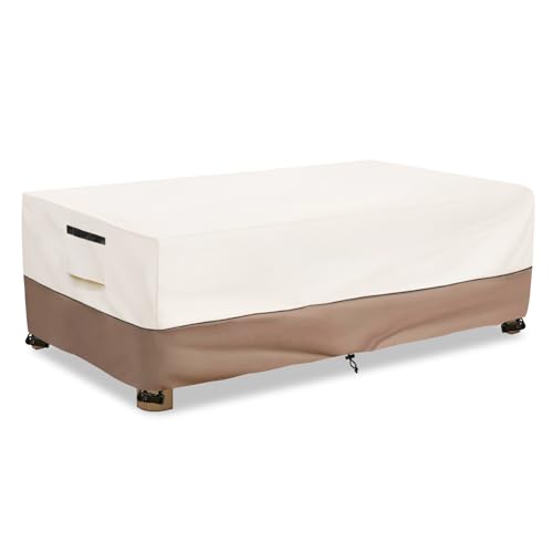 SoloToo Outdoor Coffee Table Cover Waterproof, Heavy Duty Patio Rectangular Side Table Covers, 36W x 24D x 16H Inches Outdoor Tables Cover (Beige)