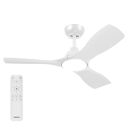 PHILIPS Fixed-Blade Ceiling Fan Light, 107cm Diameter, White