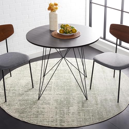 Safavieh Contemporary Rug for Living Room, Dining Room, Bedroom - Adirondack Collection, Short Pile, in Beige and Sage, 180 x 180 cm