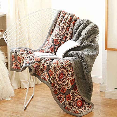 Ukeler Flannel Sherpa Throw 60'' x 80''- Cute Floral Design Soft Plush Flannel Blanket Throws for Bed/Couch/Sofa/Office/Camping