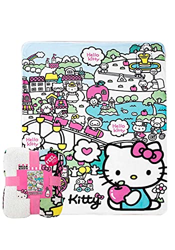 "Northwest Hello Kitty Silk Touch Sherpa Throw Blanket, 60"" x 80"", My Cute World"