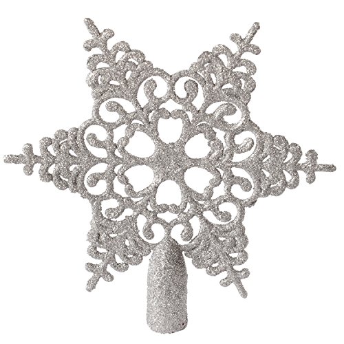 WeRChristmas 20 cm Glitter Decorative Christmas Tree Topper, Silver