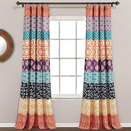 "Lush Decor Bohemian Stripe Curtains 95"" x 52"" Fuchsia & Orange"