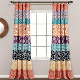 "Lush Decor Bohemian Stripe Curtains 95"" x 52"" Fuchsia & Orange"