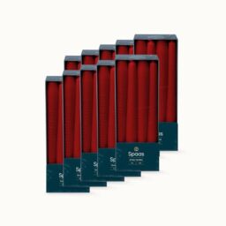 Spaas 10 Boxes of 8 Unscented Elegant Taper Candles, 23/250mm, ± 8 Hours, Red