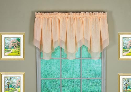 "Today's Curtain Emelia Original Voile Ascot 25"", Peach, 40"" W x 25"" L"