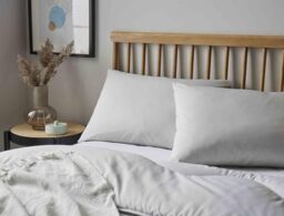 Night Lark Pillowcase Pair Linen Collection – Super Soft Touch Pillow Covers with Microfibre Covers, Luxury Bedding, Machine Washable, Standard Size – Cloud Grey