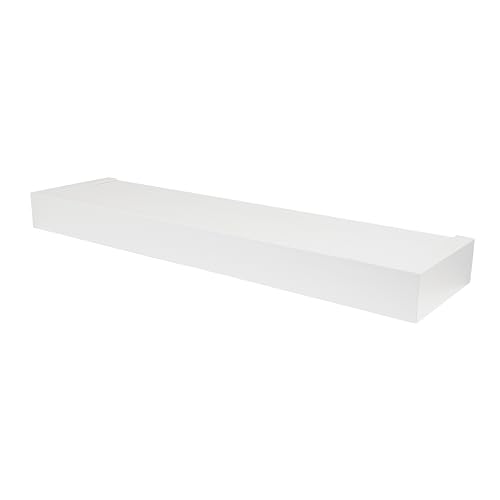 "Hillman HIGH & MIGHTY 515607 Modern 24"" Floating Shelf Holds up to 20lbs, Easy Tool-Free Dry Wall Installation, Flat, Retail Packaging, White"