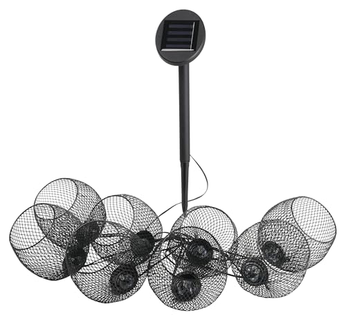 Eglo Solar Outdoor String Lights, LED Chain with 6 lampshades and Ground Spike, Garden Balcony Decor, 3 m Long, Black, Warm White