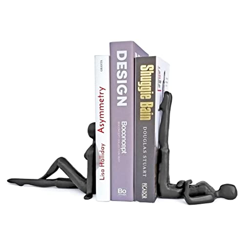 Ambipolar Yoga Style Decorative Bookends, Cast Iron, Black
