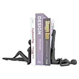 Ambipolar Yoga Style Decorative Bookends, Cast Iron, Black
