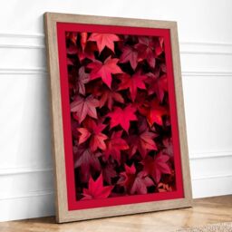 Crimson Canopy Botanical Framed Wall Art Print A1 Oak