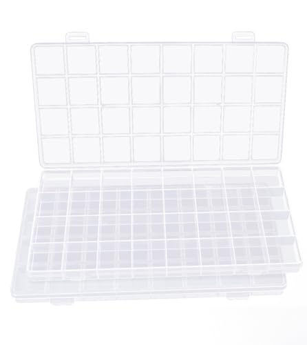 IOOLEEM 32 Grids Plastic Bead Organizer Box, Organizer Container Storage Box, Dividers for bead arts and crafts.(2 Pack)