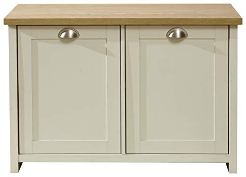 GFW Lancaster Shoe Storage Cabinet 4 Shelves Sideboard Hallway Living Cream