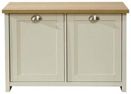 GFW Shoe Storage Cabinet, 4 Shelf Shoe Organiser, Hallway Storage Sideboard, Country Cottage Furniture, Cream & Oak Effect