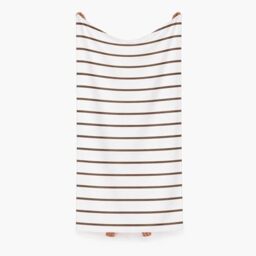Komfortec Beach Towel 100 x 180 cm, Cotton, Large Bath Towel with Striped Design, Soft and Absorbent, Ideal for Beach, Pool and Holidays (Beige)