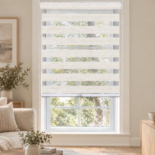 "CHICOLOGY Zebra Blinds, Roller Window Shades, Blinds for Windows, Roller Shades for Windows, Window Shades for Home, Window Shades, Pull Down Shades for Windows, 29""W X 72""H, Basic Natural"