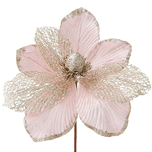 WeRChristmas Artificial Magnolia Christmas Tree Flower Decoration, Pink, 24 cm