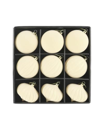 WeRChristmas Set of 9 Latte Velvet Christmas Baubles, 10cm