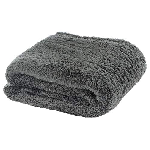 Luxury Shaggy Fleece Blanket With Shiny Lurex Large Soft Warm Home Sofa Bed Throw Dark Grey 130x155cm