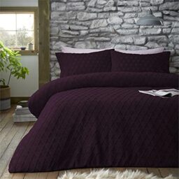 GC GAVENO CAVAILIA Teddy Fleece Geometric Duvet Quilt Cover, Soft Cosy Fluffy, Warm Bed Set, Polyester, Purple, Single