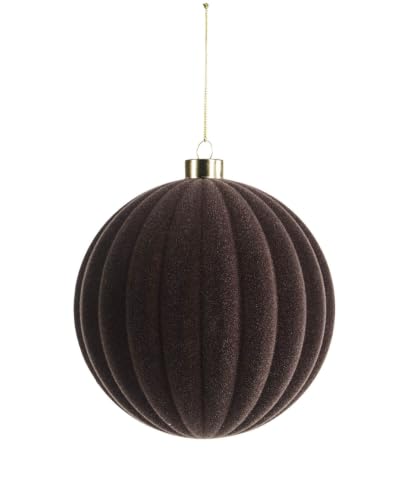 Espresso Ribbed Velvet Christmas Bauble 15 cm, Extra Large Tree Ornament