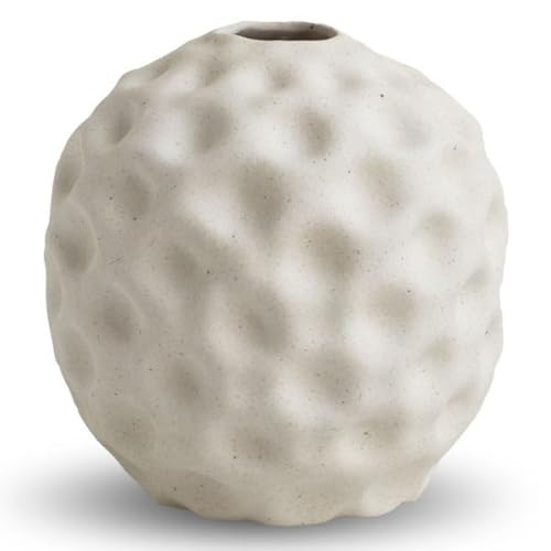 Cooee Design - Vase, Flower Vase - Seedpod - Ceramic - Colour: Vanilla/Cream White - (Diameter x Height) 14 x 14 cm
