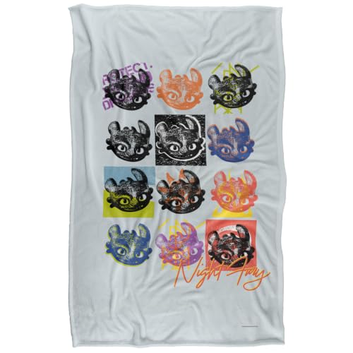 Toothless Lino Print Squares Silky Touch Super Soft Throw Blanket 91 x 147 Cm